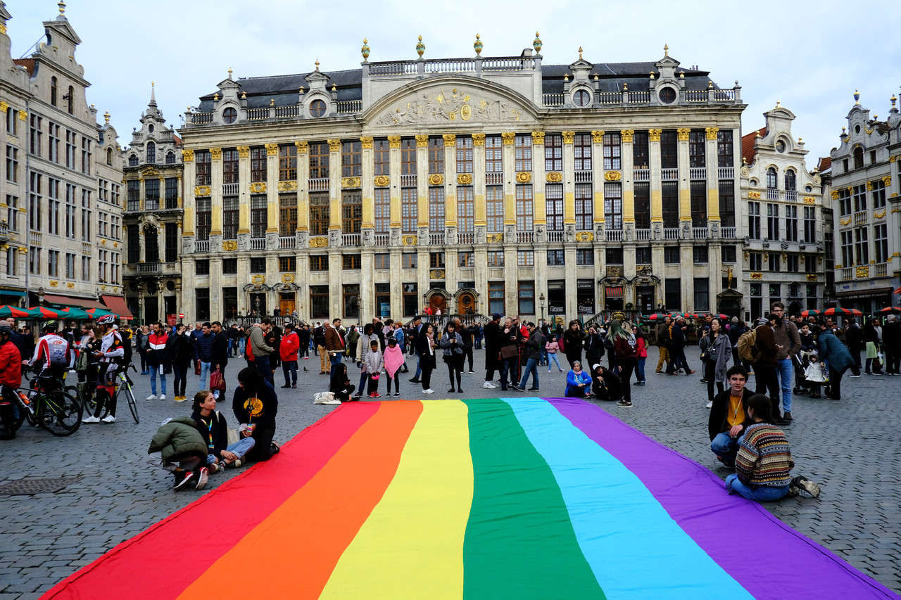 Brussels, Belgium. 3rd May 2019. People take part in opening ceremony of the Belgian Pride Festival.